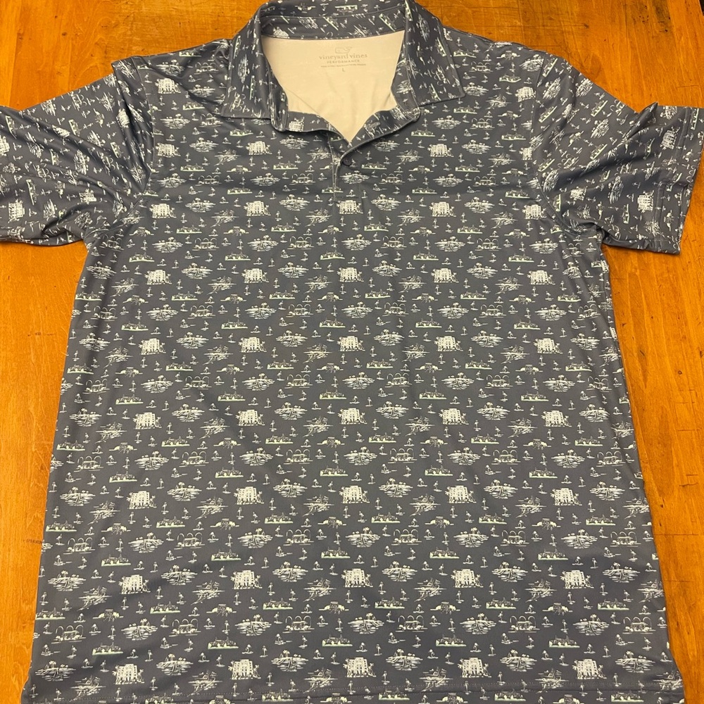 Vineyard Vines Navy and White Graphic Polo
